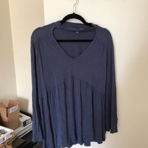 Navy bell sleeve top with choker